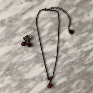 Red rhinestone Necklace and earring set